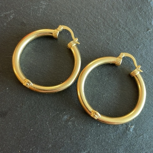 VERSACE Gold tone hoops with logo - Picture 1 of 5